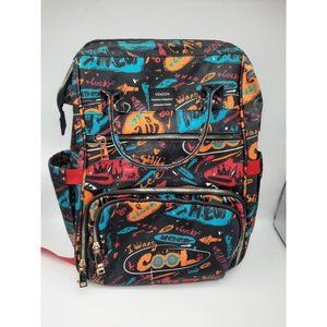 Laptop Backpack College School Backpack USB Freedom & Happiness Graffiti Print